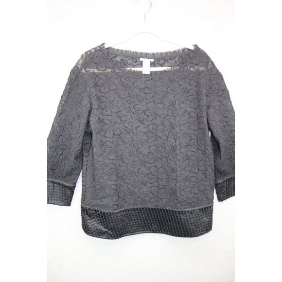 Sundance Embroidered Lace Sheer 3/4 Sleeve Top-Size Large-Silk Blend - Picture 1 of 11